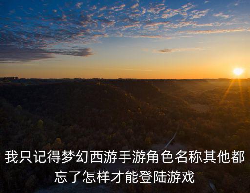 我只记得梦幻西游手游角色名称其他都忘了怎样才能登陆游戏