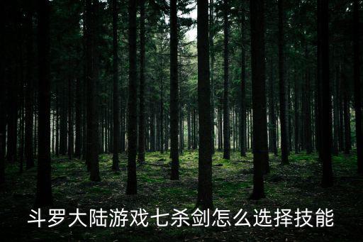 斗罗大陆游戏七杀剑怎么选择技能