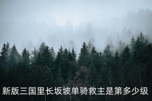新版三国里长坂坡单骑救主是第多少级