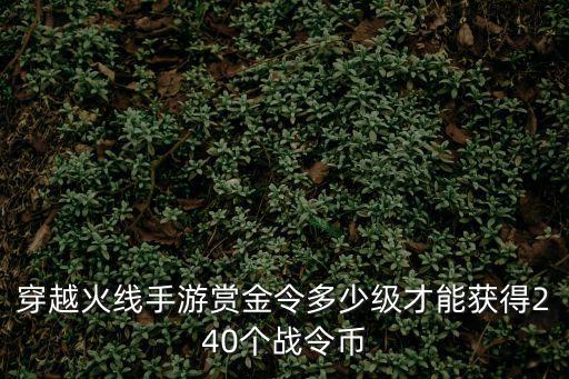 穿越火线手游赏金令多少级才能获得240个战令币