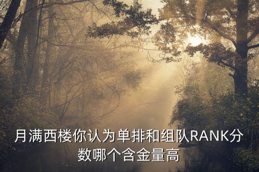 月满西楼你认为单排和组队RANK分数哪个含金量高