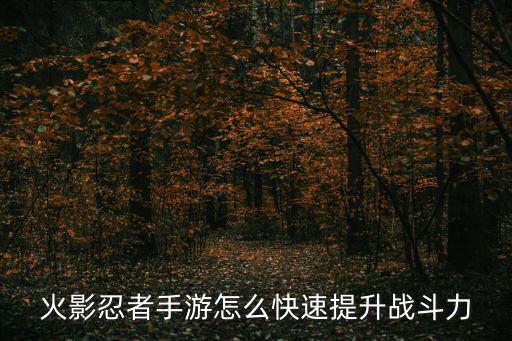 火影忍者手游怎么快速提升战斗力