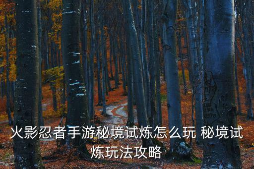 火影忍者手游秘境试炼怎么玩 秘境试炼玩法攻略
