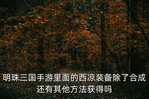明珠三国手游里面的西凉装备除了合成还有其他方法获得吗