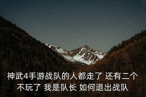 神武4手游战队的人都走了 还有二个不玩了 我是队长 如何退出战队