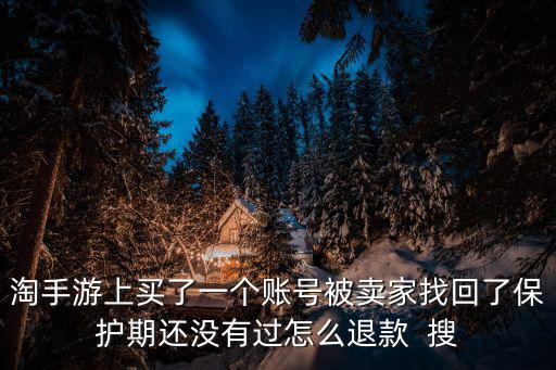 淘手游上买了一个账号被卖家找回了保护期还没有过怎么退款  搜