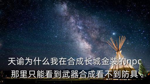 天谕为什么我在合成长城金装的npc那里只能看到武器合成看不到防具