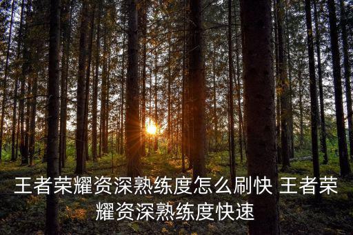 王者荣耀资深熟练度怎么刷快 王者荣耀资深熟练度快速