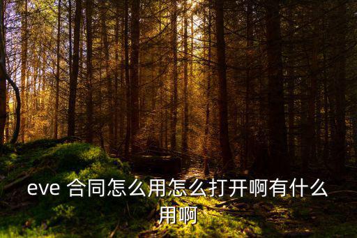 eve 合同怎么用怎么打开啊有什么用啊