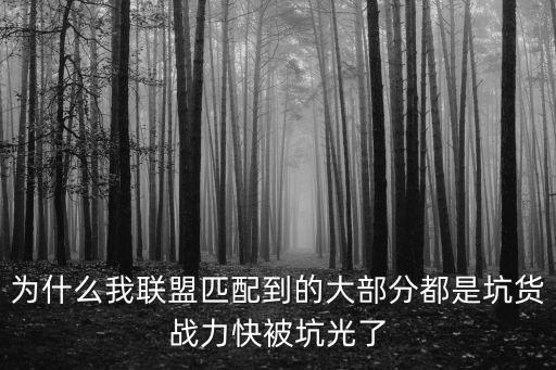 为什么我联盟匹配到的大部分都是坑货战力快被坑光了
