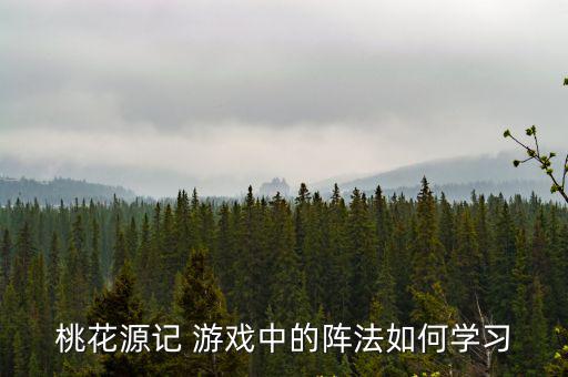 桃花源记 游戏中的阵法如何学习