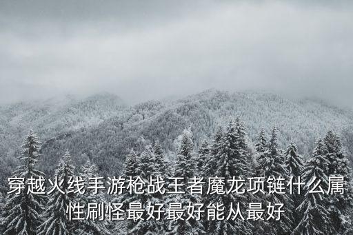 穿越火线手游枪战王者魔龙项链什么属性刷怪最好最好能从最好