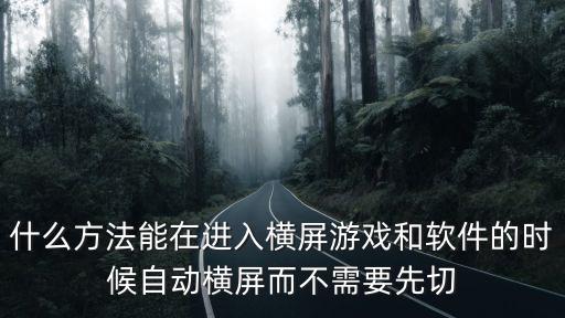 什么方法能在进入横屏游戏和软件的时候自动横屏而不需要先切