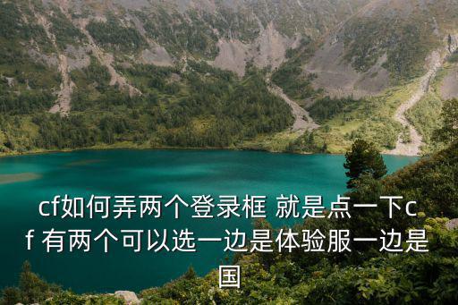 cf如何弄两个登录框 就是点一下cf 有两个可以选一边是体验服一边是国