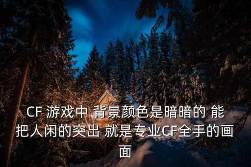 CF 游戏中 背景颜色是暗暗的 能把人闲的突出 就是专业CF全手的画面