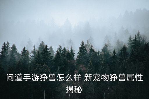 问道手游狰兽怎么样 新宠物狰兽属性揭秘