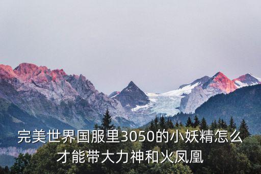完美世界国服里3050的小妖精怎么才能带大力神和火凤凰