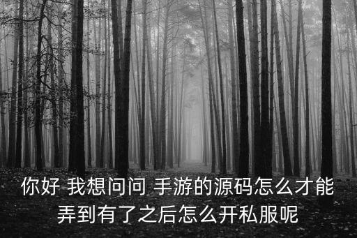 你好 我想问问 手游的源码怎么才能弄到有了之后怎么开私服呢