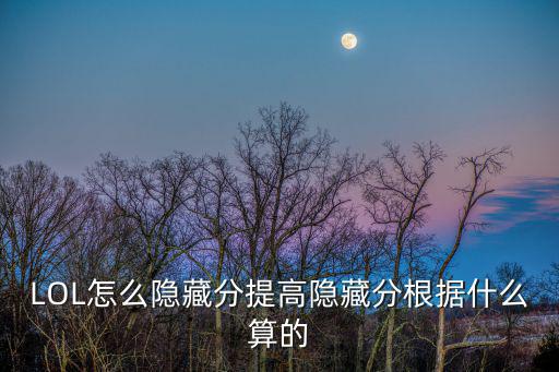 lol手游钻石怎么样上隐藏分，LOL怎么隐藏分提高隐藏分根据什么算的