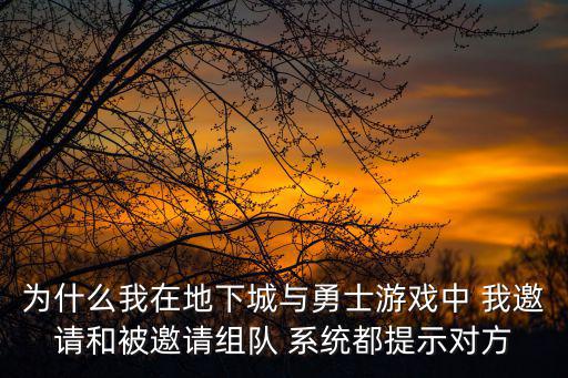 为什么我在地下城与勇士游戏中 我邀请和被邀请组队 系统都提示对方