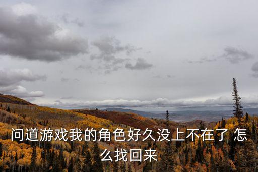 问道游戏我的角色好久没上不在了 怎么找回来