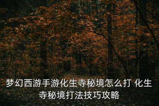 梦幻手游秘境18关怎么不招小兵，梦幻西游手游化生寺秘境怎么打 化生寺秘境打法技巧攻略