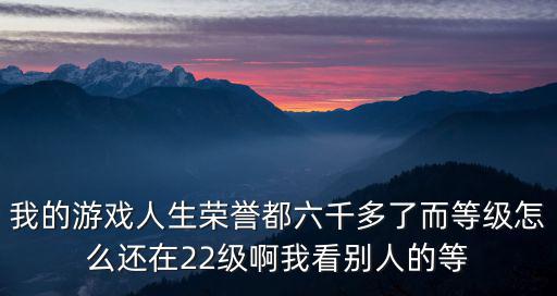 我的游戏人生荣誉都六千多了而等级怎么还在22级啊我看别人的等