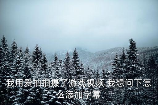 我用爱拍拍摄了游戏视频 我想问下怎么添加字幕