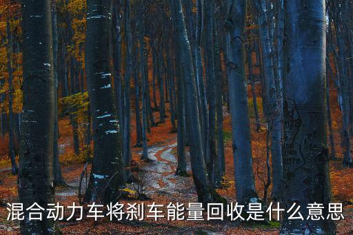 混合动力车将刹车能量回收是什么意思