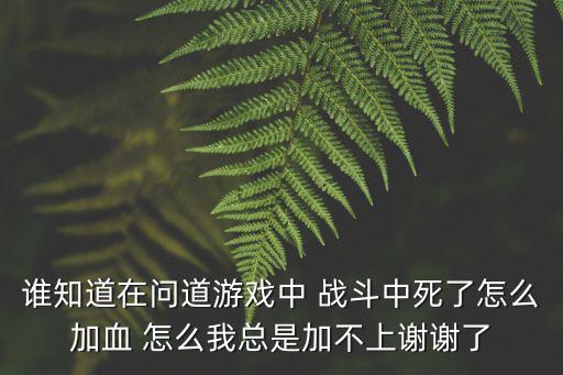 问道手游死了怎么加血，谁知道在问道游戏中 战斗中死了怎么加血 怎么我总是加不上谢谢了