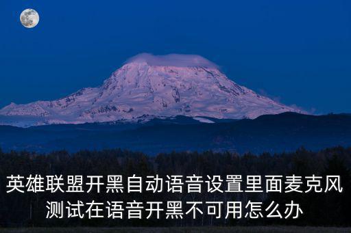英雄联盟开黑自动语音设置里面麦克风测试在语音开黑不可用怎么办