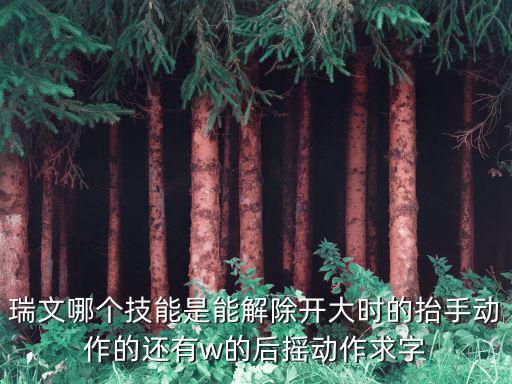 瑞文哪个技能是能解除开大时的抬手动作的还有w的后摇动作求字