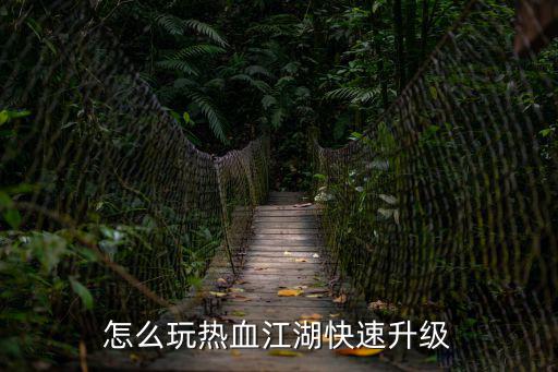 怎么玩热血江湖快速升级