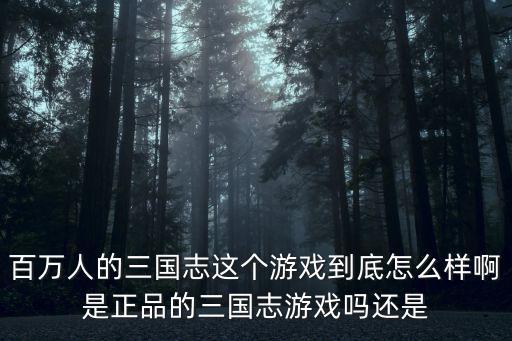 百万人的三国志这个游戏到底怎么样啊是正品的三国志游戏吗还是