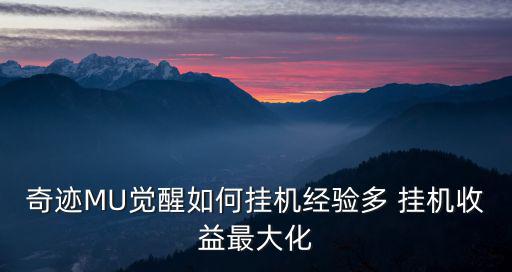 奇迹MU觉醒如何挂机经验多 挂机收益最大化