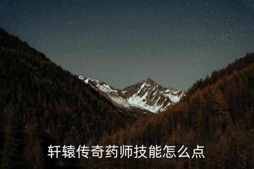 轩辕传奇药师技能怎么点