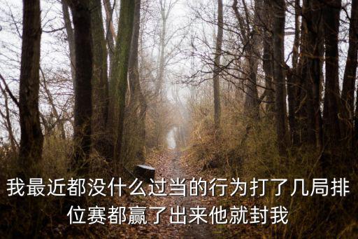 我最近都没什么过当的行为打了几局排位赛都赢了出来他就封我