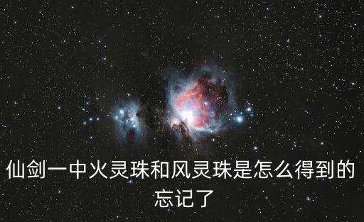 仙剑一中火灵珠和风灵珠是怎么得到的 忘记了