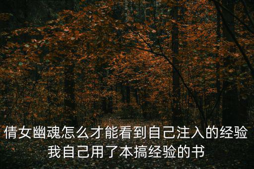 倩女手游怎么查经验，倩女幽魂怎么才能看到自己注入的经验我自己用了本搞经验的书