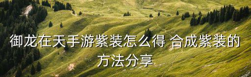 御龙在天手游紫装怎么得 合成紫装的方法分享