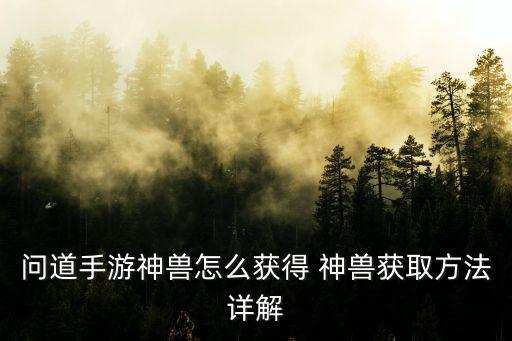问道手游的神兽怎么找，问道手游神兽怎么获得 神兽获取方法详解