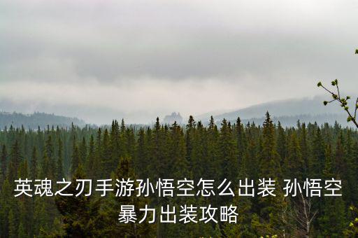 英魂之刃手游孙悟空怎么出装 孙悟空暴力出装攻略
