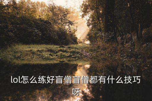 lol怎么练好盲僧盲僧都有什么技巧呀