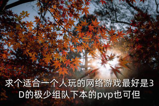 求个适合一个人玩的网络游戏最好是3D的极少组队下本的pvp也可但