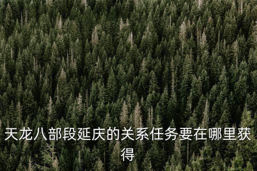 天龙八部段延庆的关系任务要在哪里获得