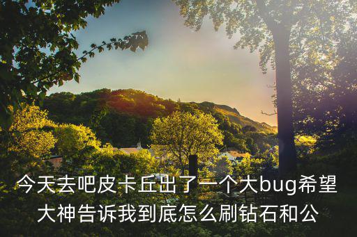 今天去吧皮卡丘出了一个大bug希望大神告诉我到底怎么刷钻石和公