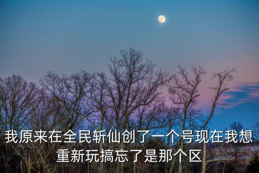 我原来在全民斩仙创了一个号现在我想重新玩搞忘了是那个区