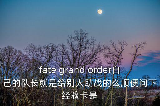 fate grand order自己的队长就是给别人助战的么顺便问下经验卡是