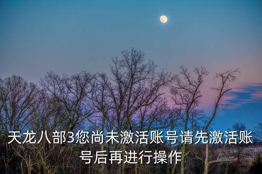 天龙八部3您尚未激活账号请先激活账号后再进行操作