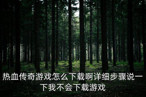 热血传奇游戏怎么下载啊详细步骤说一下我不会下载游戏